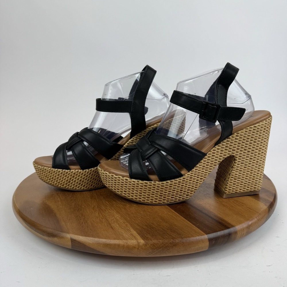 New NWOB Korks Kork-Ease Dee Faux Leather Woven Block Heels Sandals Size 11 M - Picture 2 of 8